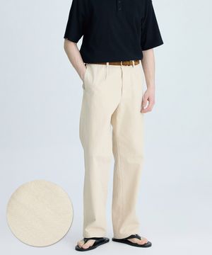 헤링본 치노 스트레이트 팬츠 베이지