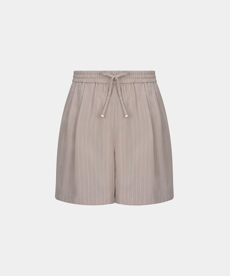 W ITALIAN PINSTRIPED BANDING SHORTS - BEIGE
