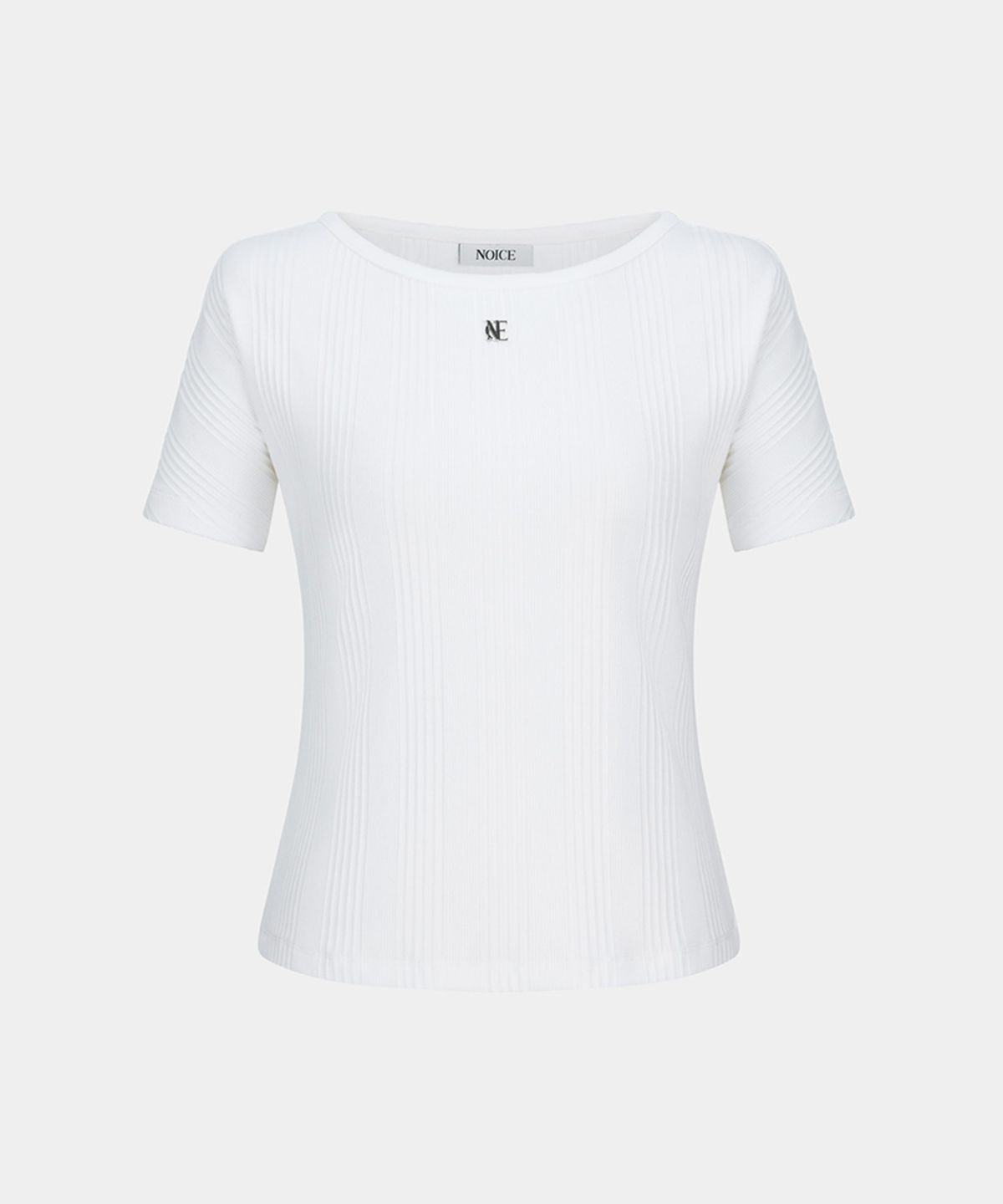 노이스(NOICE) W BOAT-NECK LOGO RIBBED T-SHIRT - WHITE