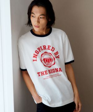 텔레그래프 반소매 링거 티셔츠(화이트)