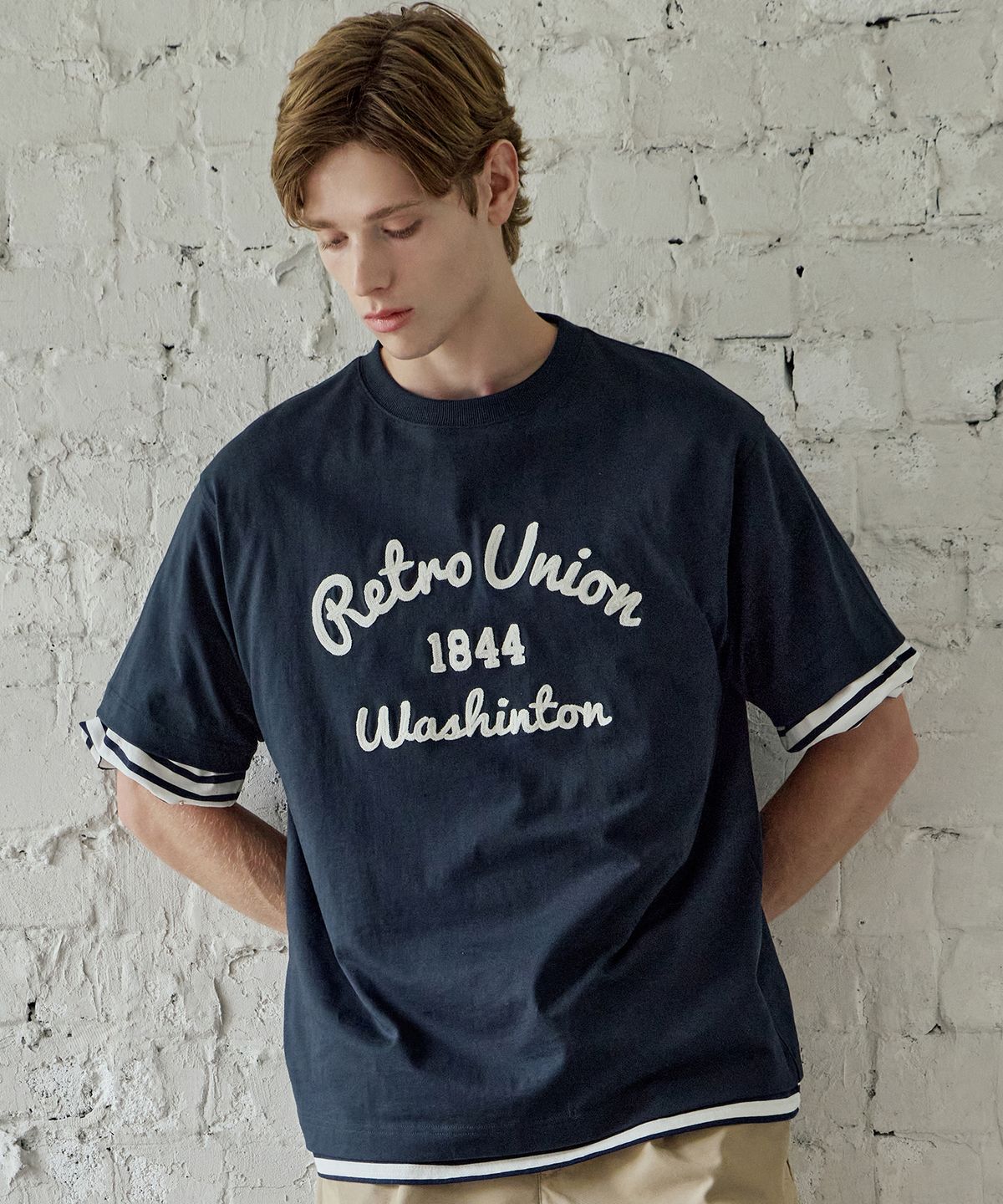 디써티원(DTHIRTYONE) Multi Stripe Short Sleeve T-Shirt (NAVY)
