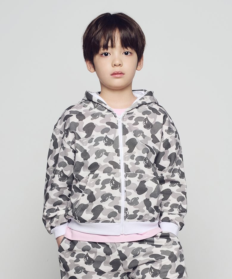 KIDS AC BEAR ALLOVER HOODIE ZIP UP