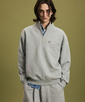 코어 하프 집업 스웻 셔츠 다크 그레이