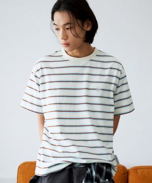 멀티 스트라이프 반소매 티셔츠(아이보리)