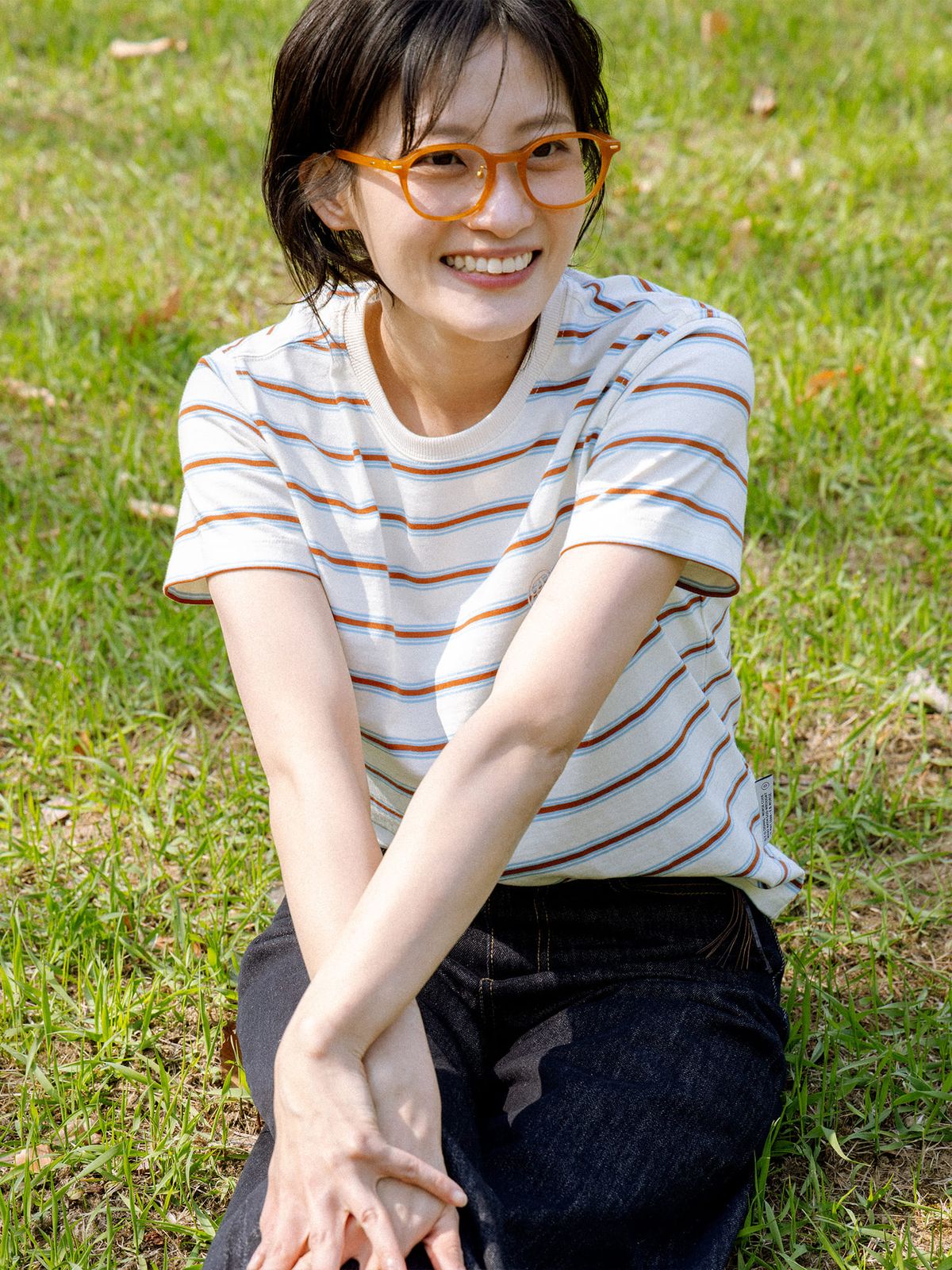 디써티원(DTHIRTYONE) Multi Stripe Short Sleeve T-Shirt (IVORY)