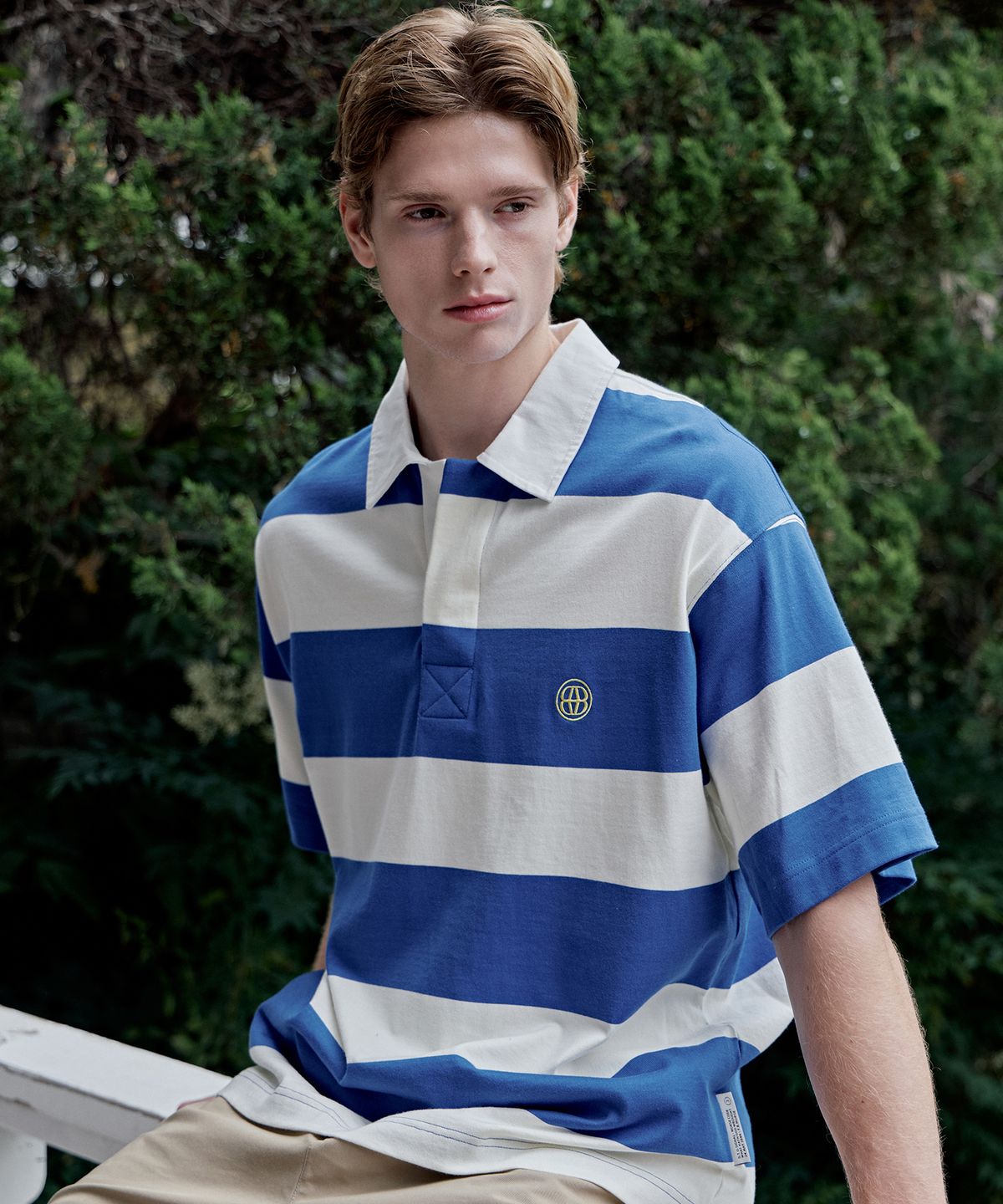 디써티원(DTHIRTYONE) Classic Stripe Short Sleeve Rugby Shirt (BLUE)