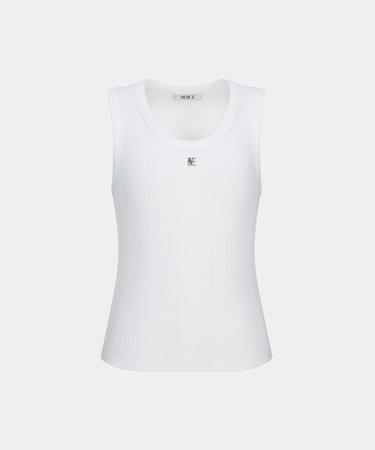 노이스(NOICE) W LOGO RIBBED SLEEVELESS TOP - WHITE