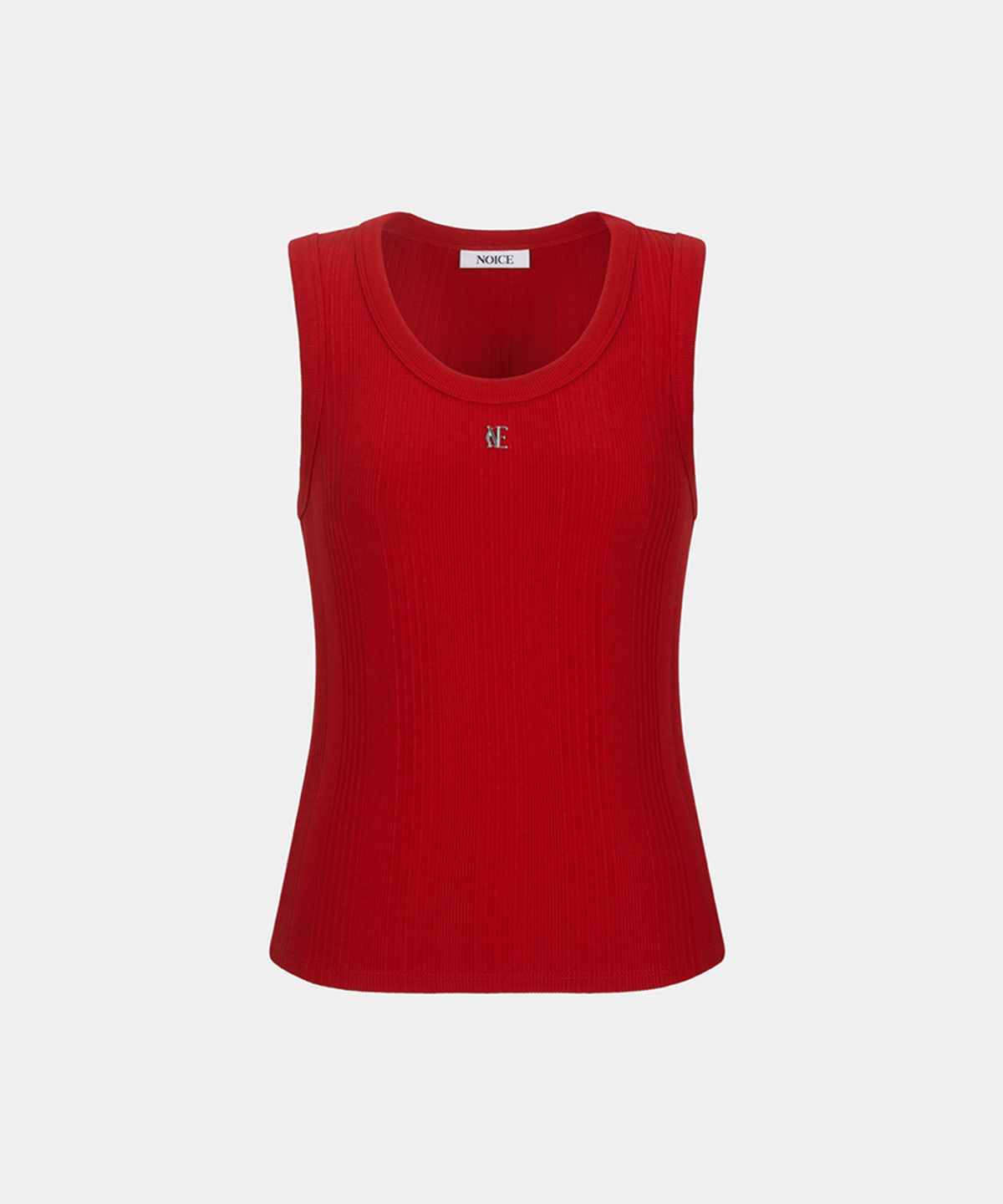노이스(NOICE) W LOGO RIBBED SLEEVELESS TOP - RED