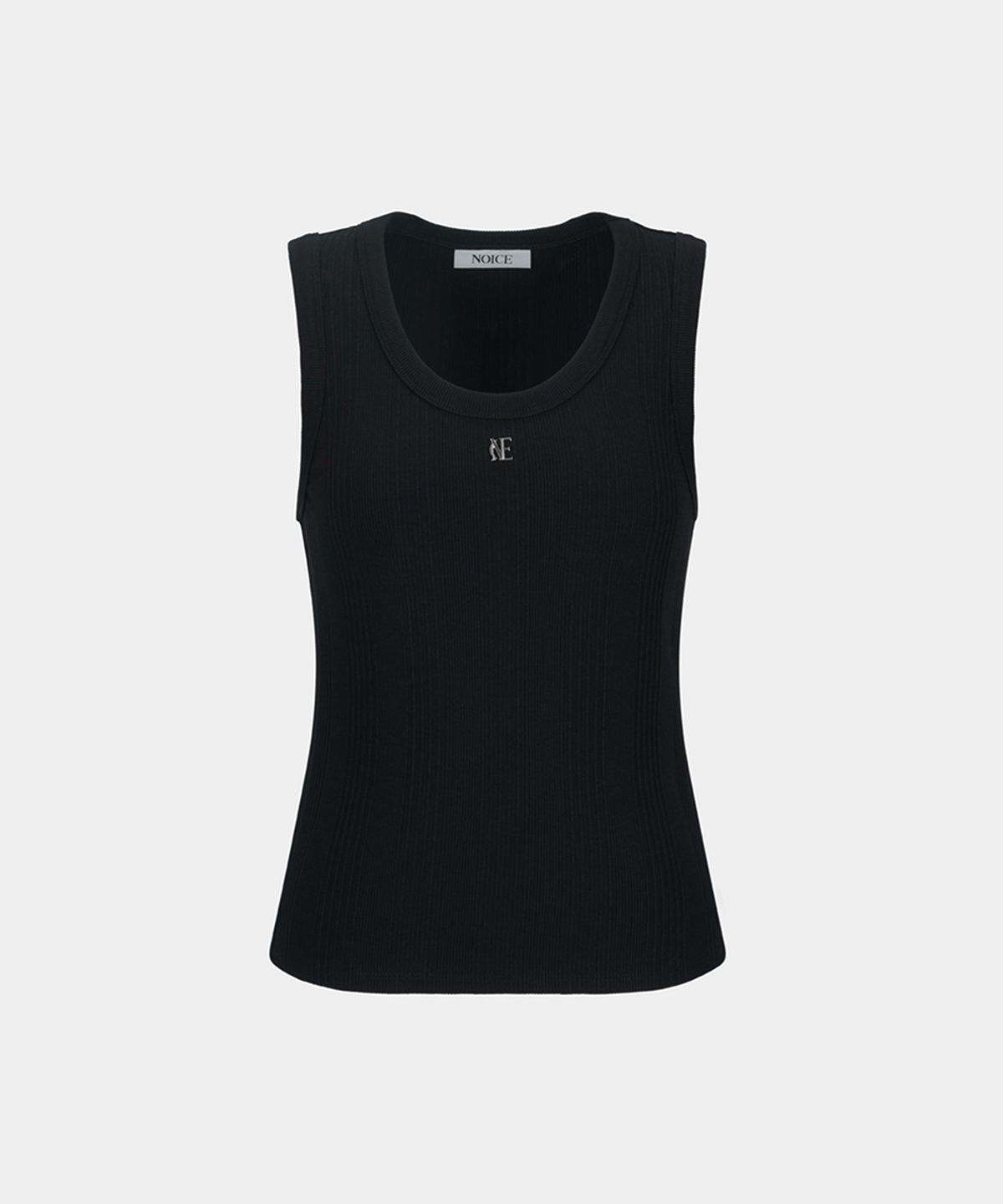 노이스(NOICE) W LOGO RIBBED SLEEVELESS TOP - BLACK
