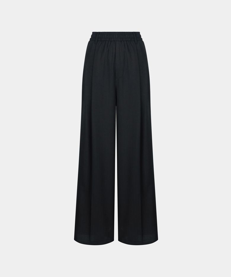 W VERANO WOOL STRIPED STRAIGHT PANTS - BLACK