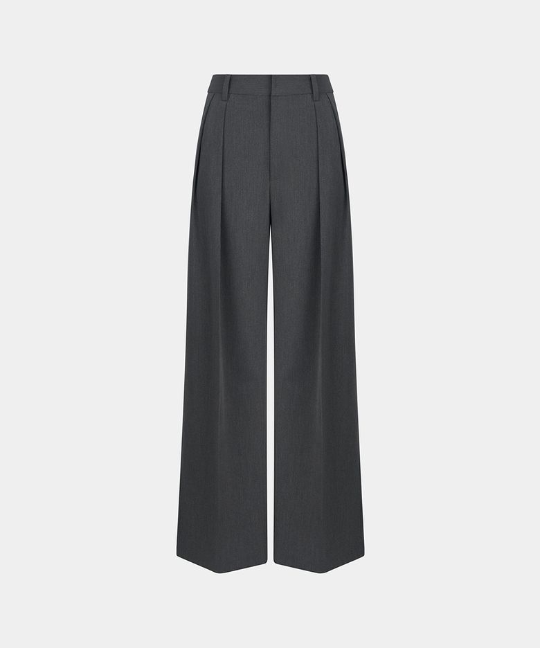 W WOOL TAILORED STRAIGHT PANTS - GRAY