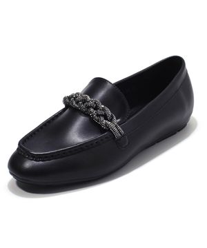 트위스트 쥬얼 장식 가죽 로퍼 K56P665