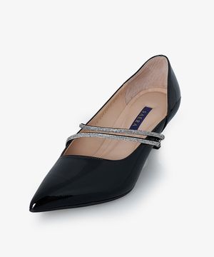 크리스탈 더블 스트랩 에나멜 펌프스 K56P012