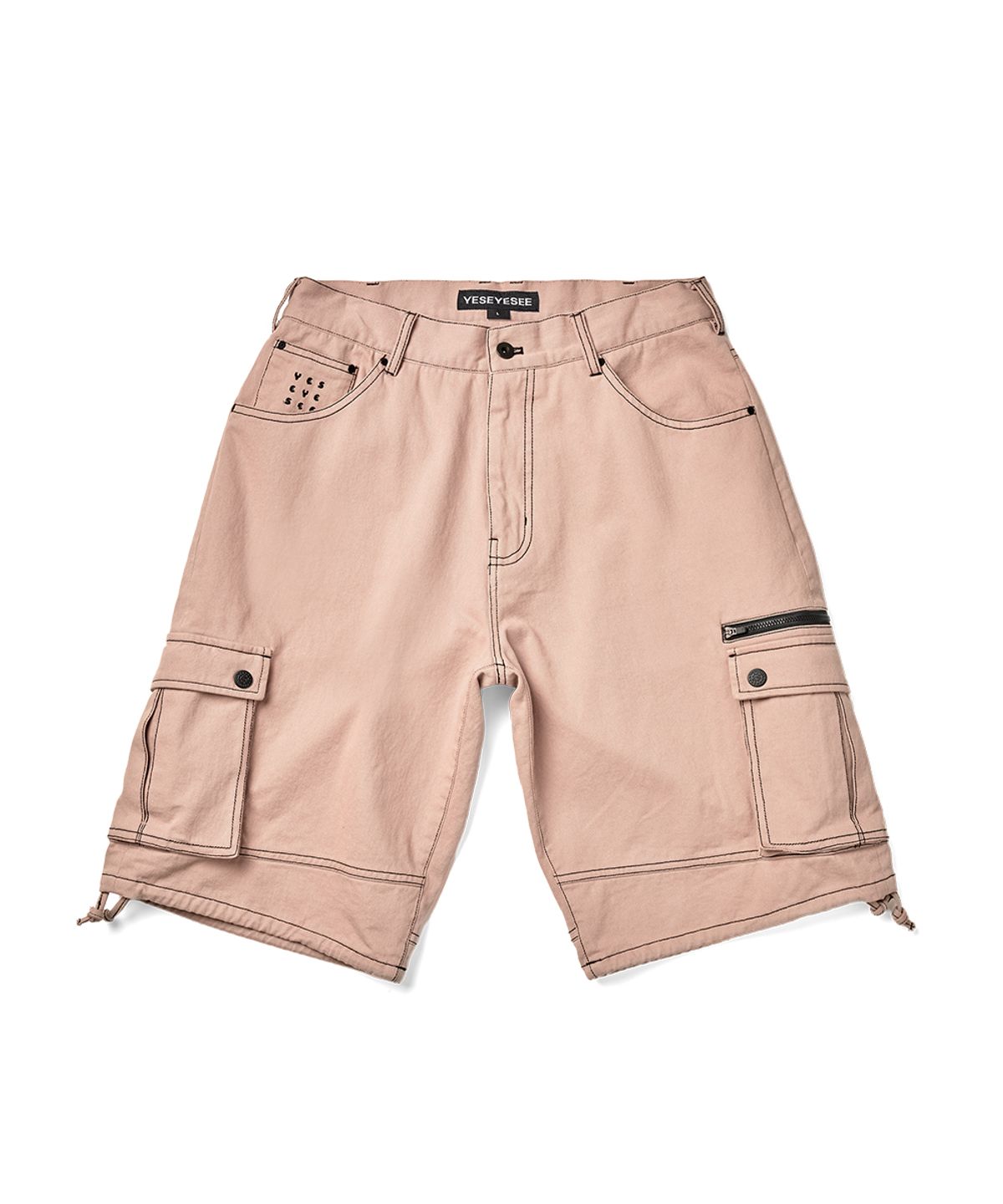 예스아이씨(YESEYESEE) Contrast Stitch Cargo Shorts Coral