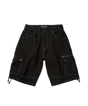 Contrast Stitch Cargo Shorts Black