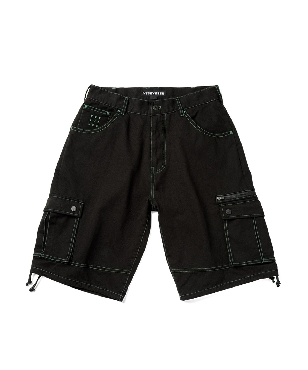 예스아이씨(YESEYESEE) Contrast Stitch Cargo Shorts Black