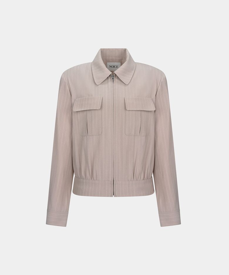 W ITALIAN PINSTRIPED RICKY JACKET - BEIGE