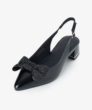 크리스탈 보우 로우 힐 슬링백 K56G500