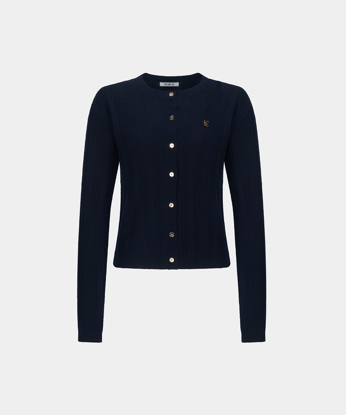 노이스(NOICE) W RIBBED KNIT CARDIGAN - NAVY