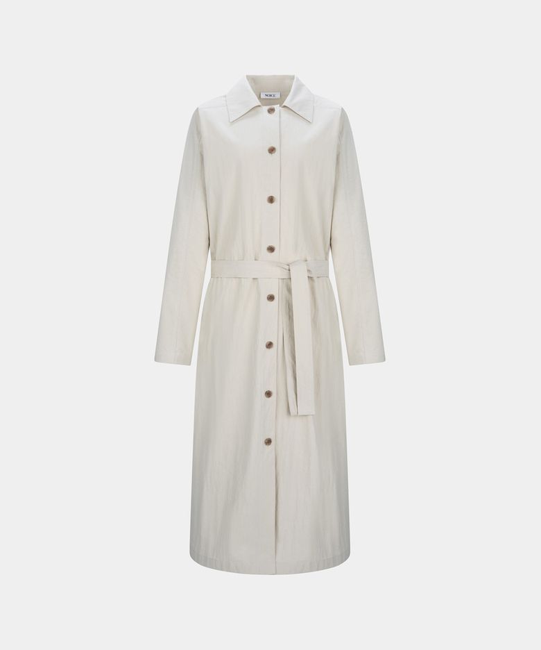 W BELTED TRENCH MULTI-WAY DRESS - LIGHT BEIGE