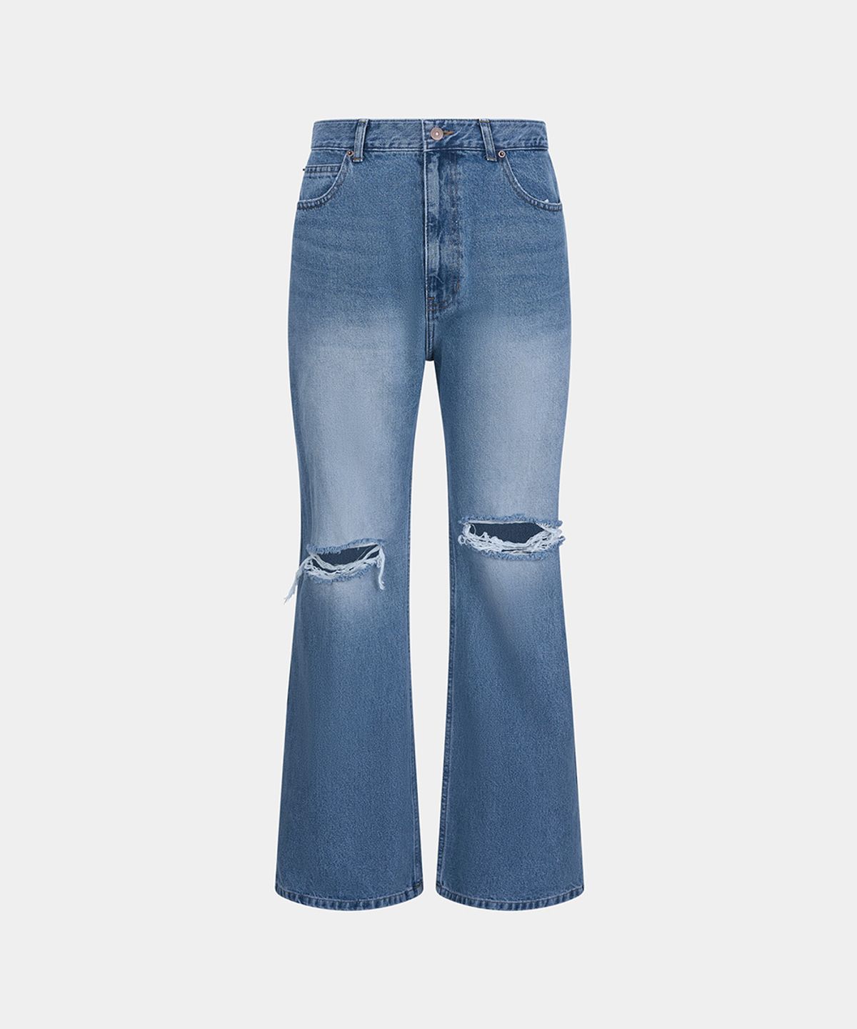 노이스(NOICE) W DESTROYED FLARED JEANS - BLUE