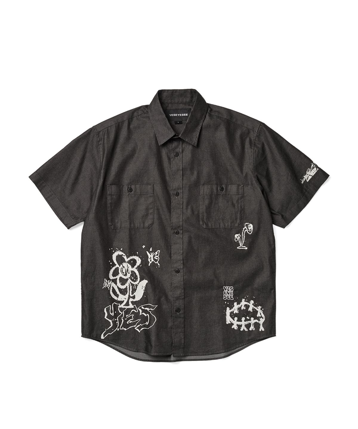 예스아이씨(YESEYESEE) Y.E.S Doodle Half Shirt Black