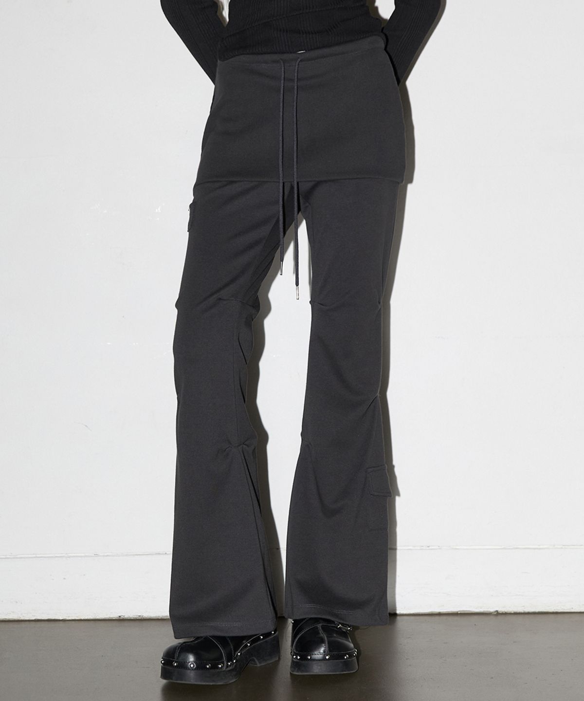 렌세(RENSE) Bootcut Skirt Pants Charcoal