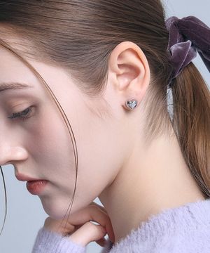 애플 하트 실버 이어링