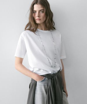 벌룬 반팔 코튼 티셔츠