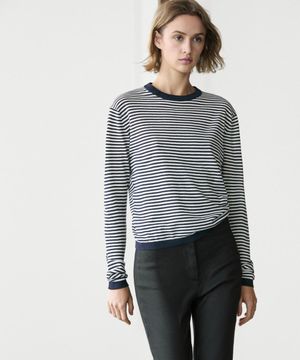 코튼 & 실크 블렌드 스트라이프 니트 스웨터