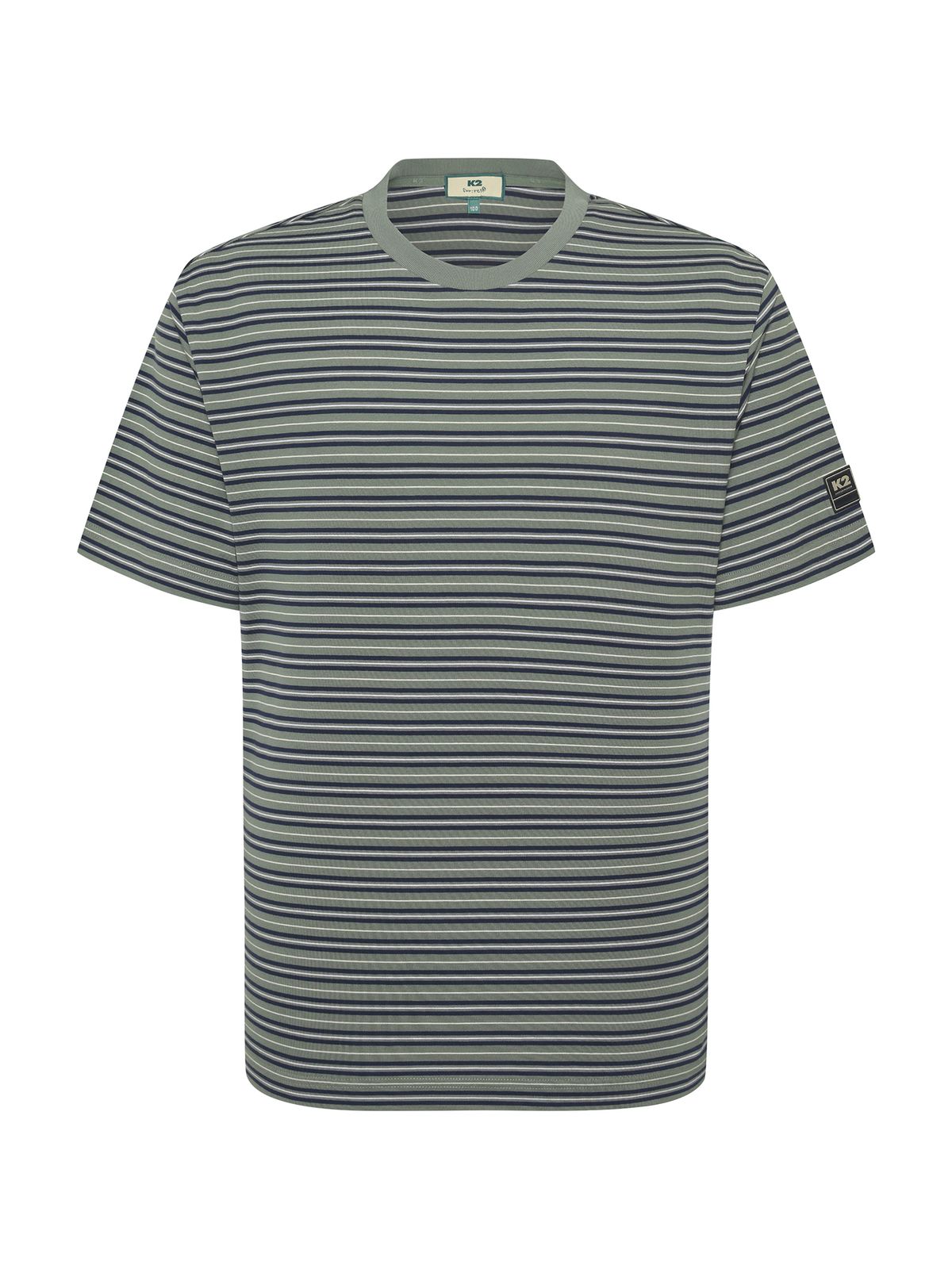 케이투(K2) FOR:REST 스트라이프 반팔 티셔츠_SOFT G/KHAKI