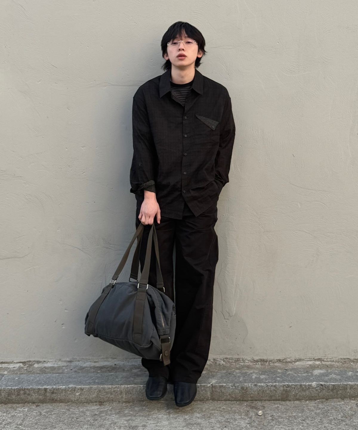 미세키서울 맨(MISEKISEOUL MEN) Rolled up check shirt BLACK