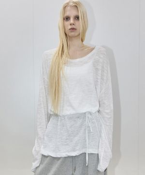 Back  Tie Slit Slub Top White