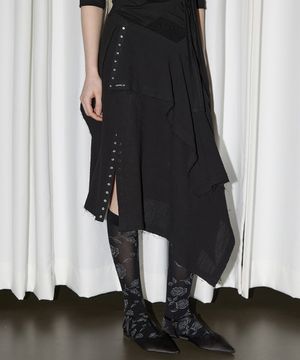 Snap Layered Skirt Black