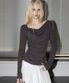 Side Shirring Draped Tee Charcoal