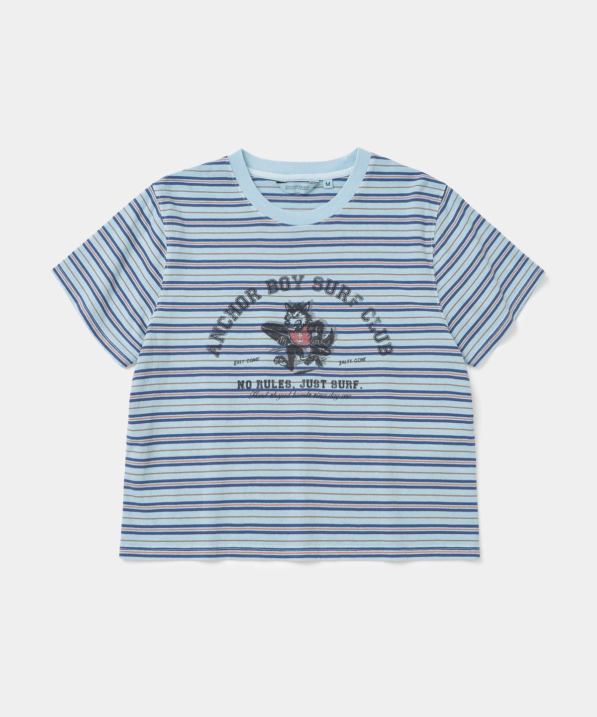 유니폼브릿지(UNIFORM BRIDGE) anchor boy stripe s/s t-shirt(womens) pigment blue