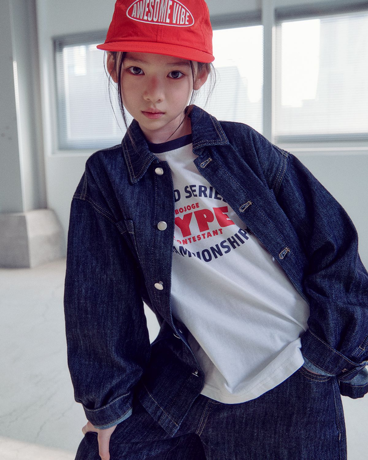 보조개(BOJOGE) 스티치업 데님 셔츠