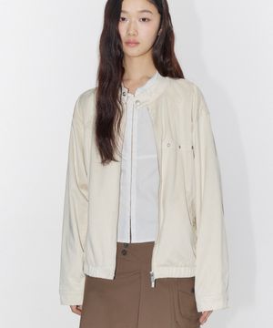 아일렛 포인트 스웨이드 비조 인시전 바이커 오버핏  블루종 자켓 [아이보리]