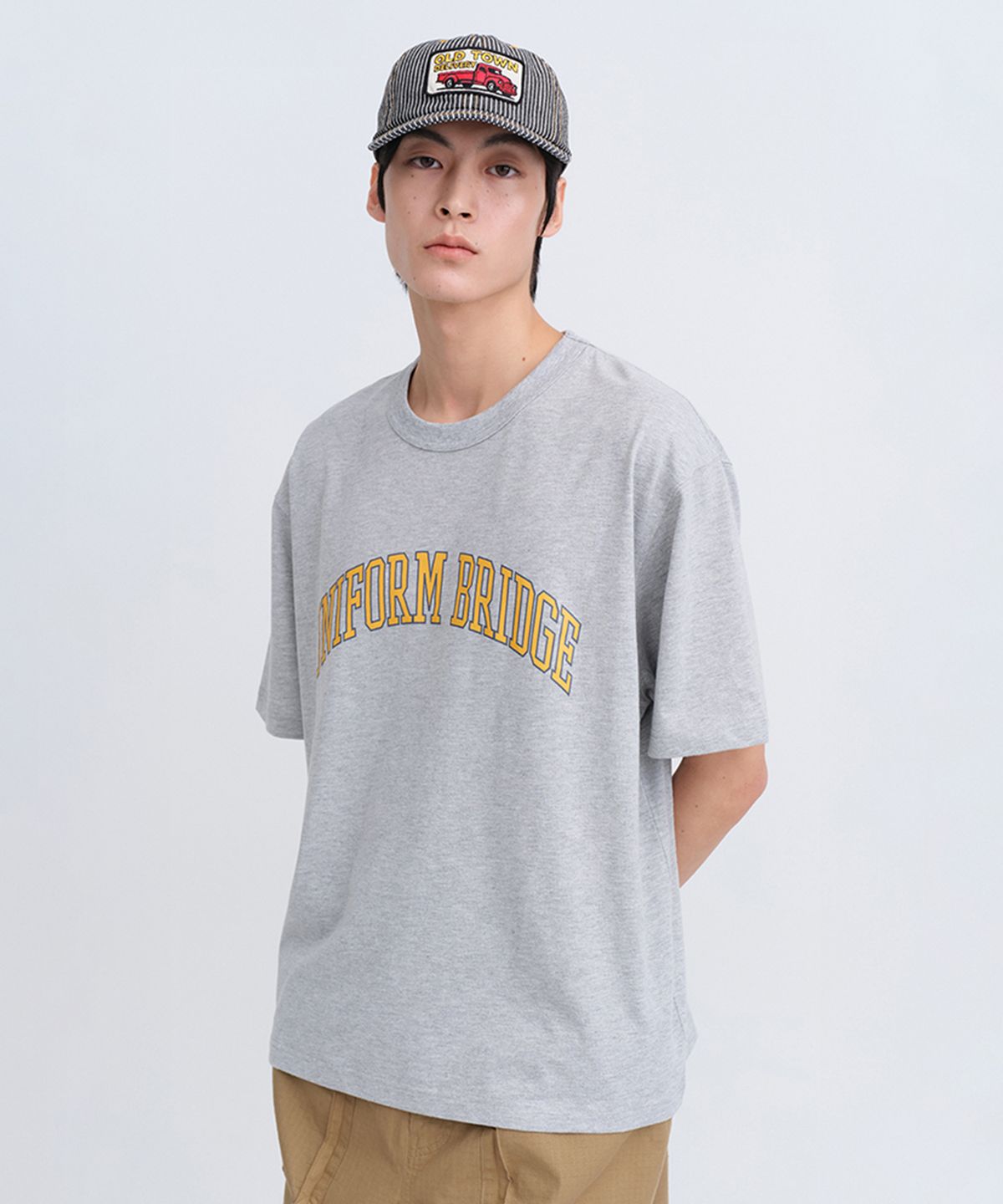 유니폼브릿지(UNIFORM BRIDGE) arch logo s/s t-shirt 8% melange grey