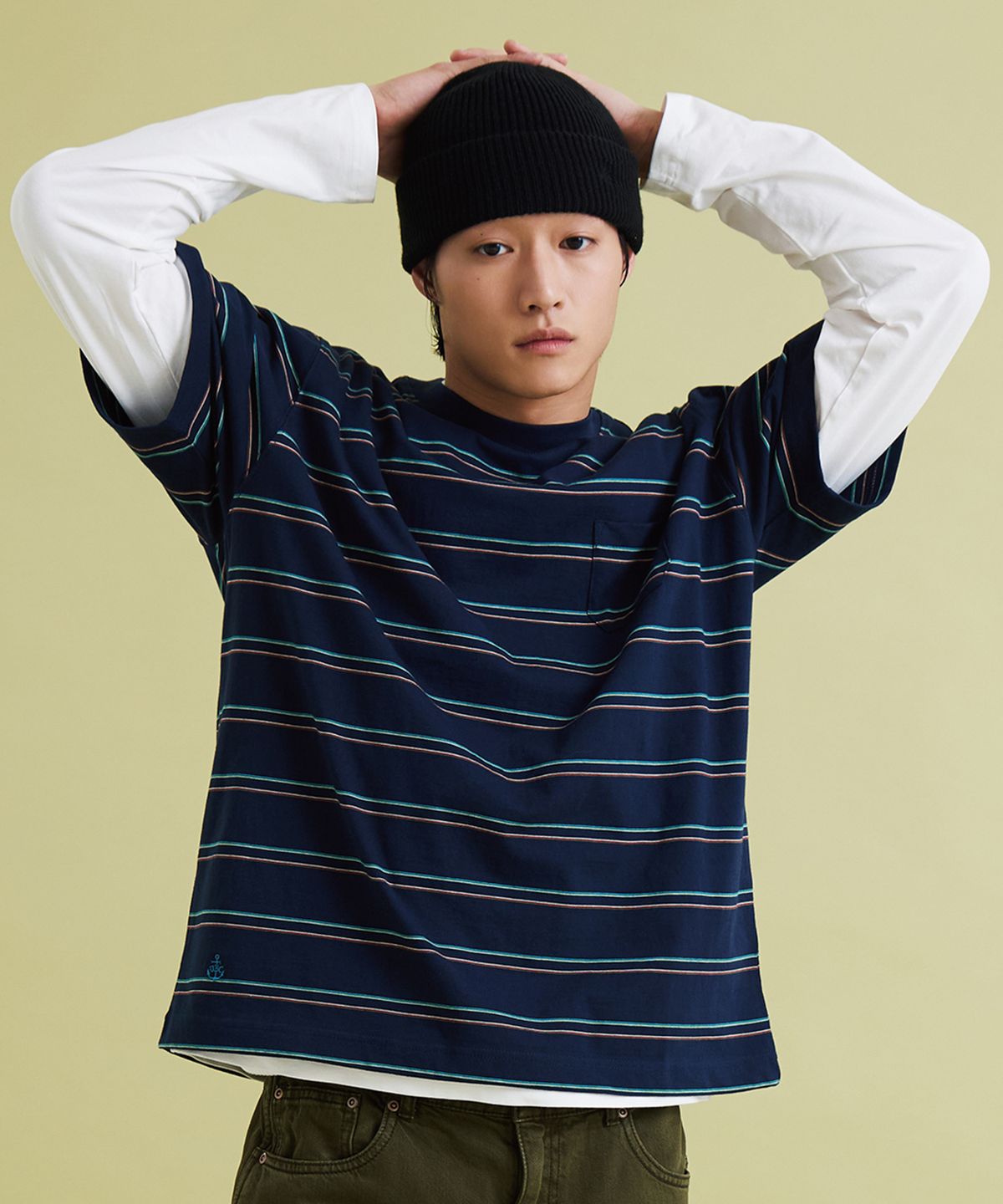 유니폼브릿지(UNIFORM BRIDGE) vintage stripe s/s t-shirt navy
