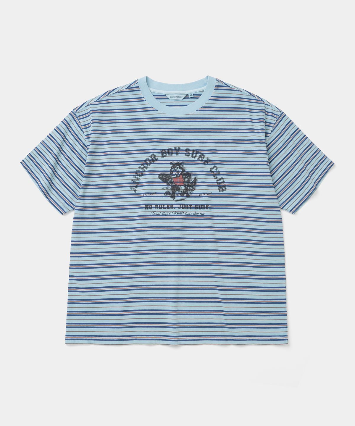 유니폼브릿지(UNIFORM BRIDGE) anchor boy stripe s/s t-shirt pigment blue