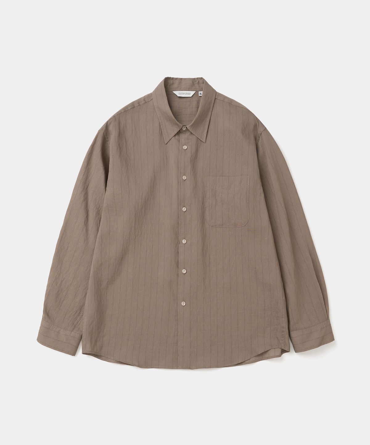 유니폼브릿지(UNIFORM BRIDGE) linen blended stripe shirt brown