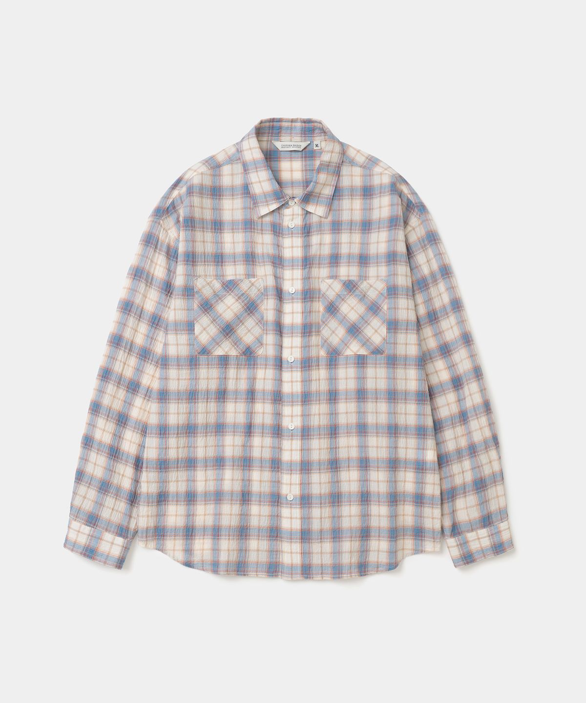 유니폼브릿지(UNIFORM BRIDGE) two pocket collar check shirt blue