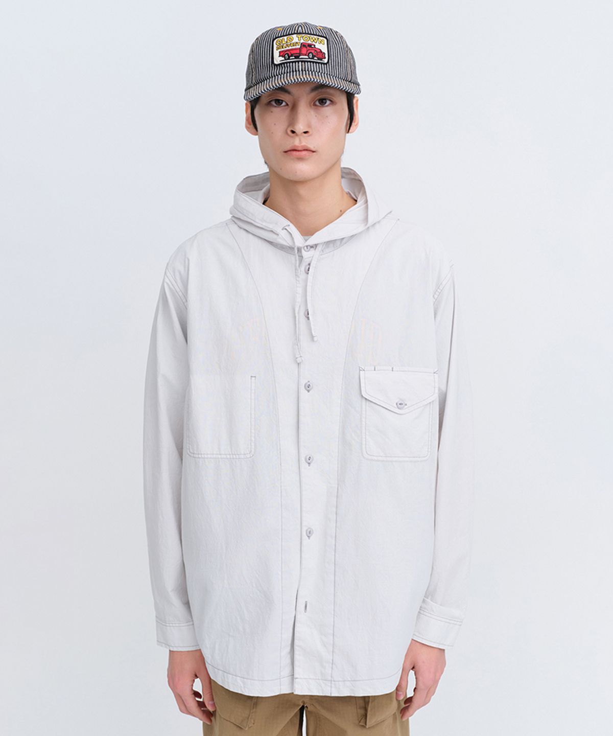 유니폼브릿지(UNIFORM BRIDGE) comfort hood shirt light grey