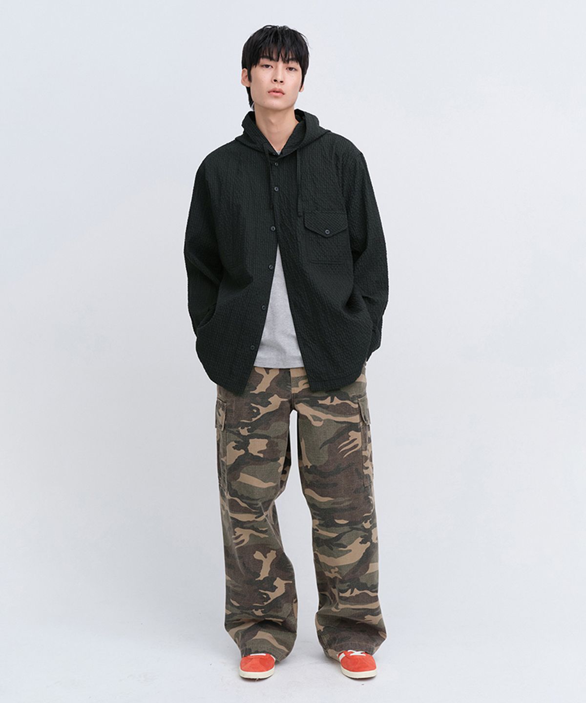 유니폼브릿지(UNIFORM BRIDGE) comfort hood shirt green check