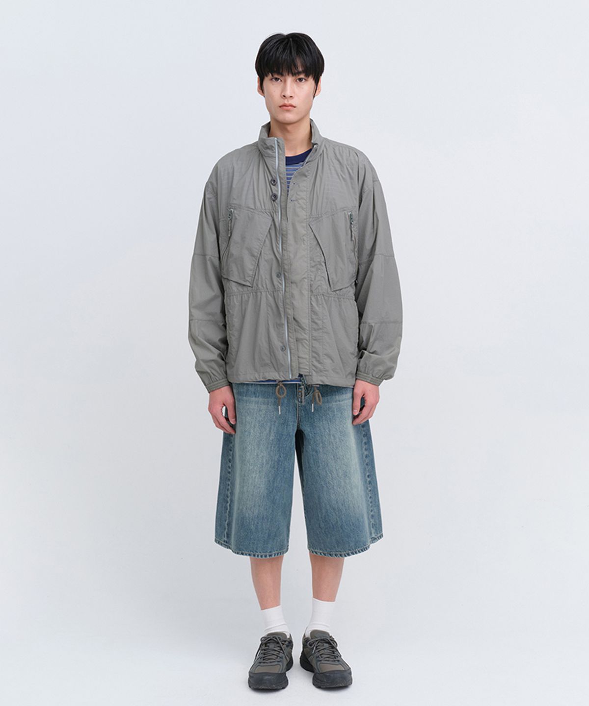 유니폼브릿지(UNIFORM BRIDGE) AE nylon utility jacket light grey