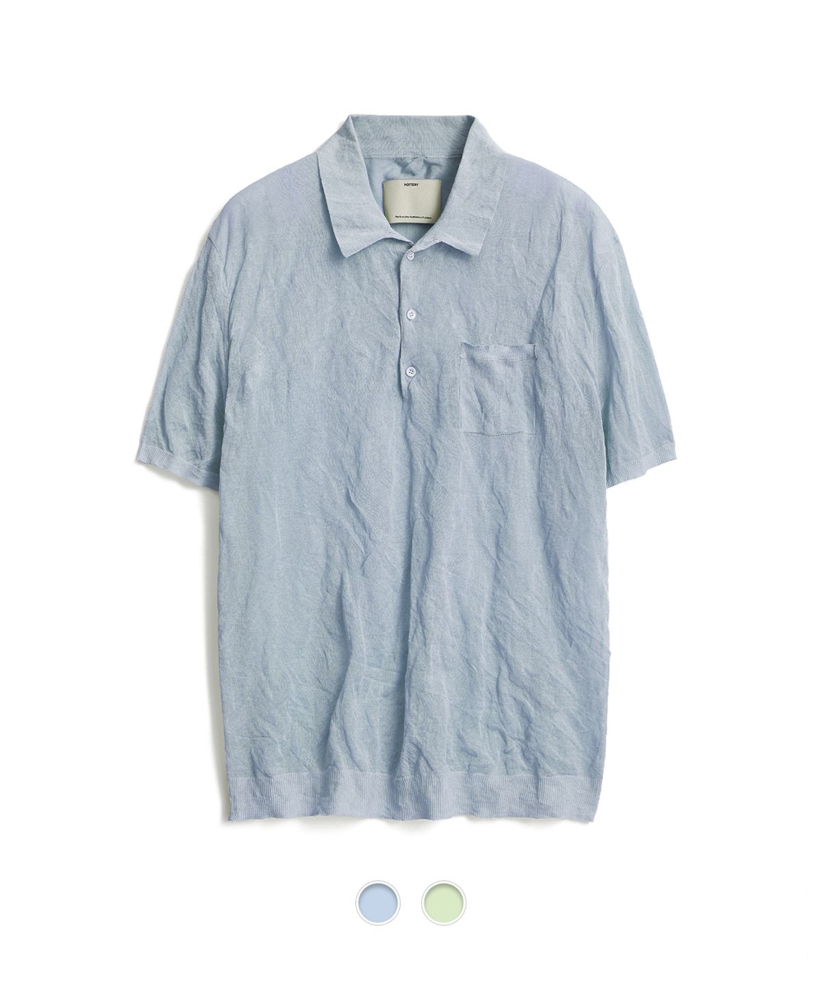 포터리(POTTERY) Short Sleeve Crinkle Polo Knit - 2 Color