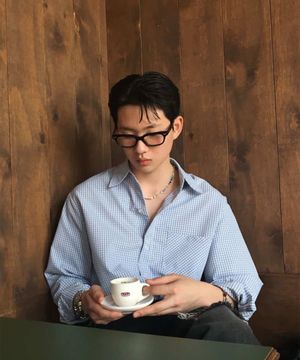 올데이 언발 스냅 캐주얼 잔체크 오버핏 긴팔 셔츠_2COLOR