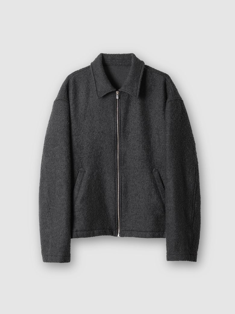 BOILED WOOL BOUCLE JACKET CHARCOAL