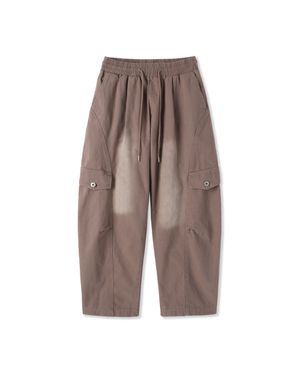 버티칼 포켓 카고 밴딩 와이드 팬츠_핑크